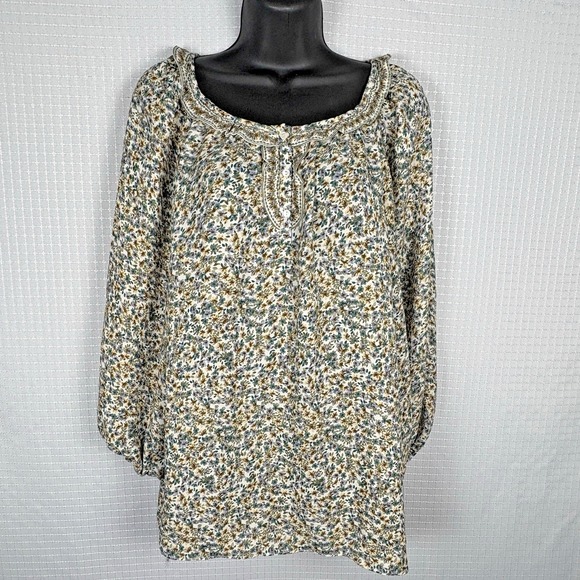 Max Studio Tops - Max Studio Floral Blouse 1X Ruched Ruffle Lightweight Stretch‎ Flowy Soft Office